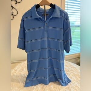 Callaway Blue Striped Golf Polo Shirt Men’s Large Performance Short Sleeve